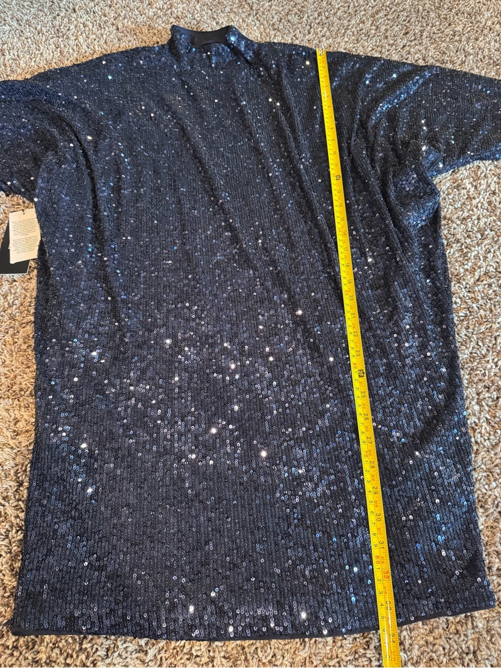 Guess Marciano Moonlight Tunic Dress Navy Blue Sequin Dolman Sleeve M NEW $228 - Picture 9 of 12